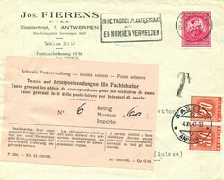 1947 (31.10.) Antwerpen, Belgien, Brief nach Basel, Schweiz, 60 Rp. ...