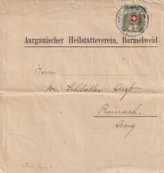 1916 (08.05.) Barmelweid, 5 Rp. Drucksaschen-Streifband mit 5 Rp. ...