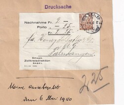 1940 (04.06.) Basel 14, Zolldirektion, 25 Rp. Verwaltungsmarke (ZU-Nr ...