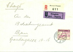 1950 (04.11.) Bern 2, Transit, 70 Rp. (ZU-Nr. F31) auf Dringlich ...
