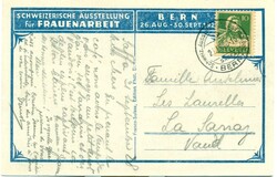 1928 (21.09.) BERN/Schweiz. Ausstellung für Frauenarbeit, S-Stempel ...