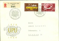1949 (27.05.) 75. Jahre UPU, eingeschriebener Sonderumschlag mit ...