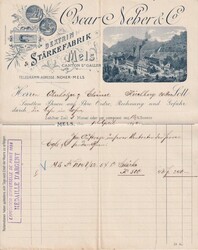 1892 (01.04.) Mels, St. Gallen, dekorativer Briefkosp "Oscar Neher & ...
