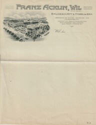 Dekorativer Briefkopf "Franz Acklin, Wil. St. Gallen, Baugeschäft & ...