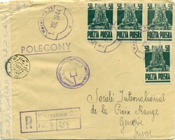 1944 (01.12.) Warschau, Polen, R-Brief an das Rote Kreuz in Genf. ...