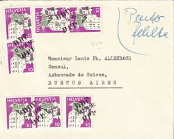 1974 (17.12.) DDF / DPF, 70 Rp. Brief mit Kurierpost nach Buenos ...