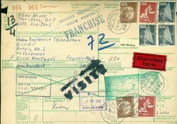 1982 (05.04.) Freisen, Deutschland, 20 Mark Express-Paketkarte nach ...