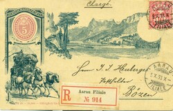 1893 (05.10.) Aarau, Filiale, Kt. AG, Gedenkostkarte (ZU-Nr. 30) ...