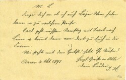1893 (05.10.) Aarau, Filiale, Kt. AG, Gedenkostkarte (ZU-Nr. 30) ...