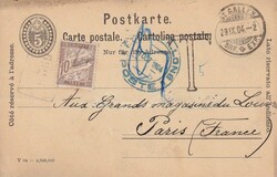 1904 (29.09.) St. Gallen, 5 Rp. Postkarte nach Paris, Frankreich. 10 ...