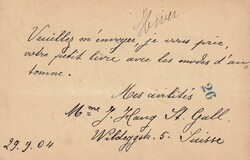 1904 (29.09.) St. Gallen, 5 Rp. Postkarte nach Paris, Frankreich. 10 ...