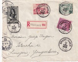 1939 (10.10.) Erquelinnes, Belgien, R-Brief nach Sarajevo, ...