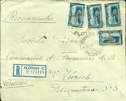 1926 (03.04.) Plovdiv, eingeschriebener Brief nach Zürich, Schweiz. ...