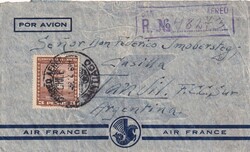 1946 (11.04.) Santiago Chile, R-Luftpostbrief nach Tanuil Argentinien ...