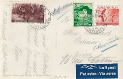 1941 (09.09.) Vaduz, 30 Rp. Luftpostkarte nach Genf, Schweiz. ...