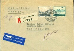 1947 (11.09.) Schaffhausen - Teheran, Iran, eingeschriebener ...