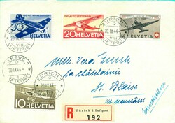 1944 (20.09.) 25. Jahre schw. Luftpost, 150 Rp. Douglas DC3 auf ...