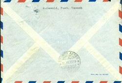 1949 (21.02.) Uznach, 200 Rp. Luftpost-R-Brief nach Barranquilla, ...