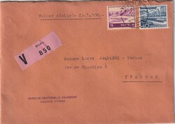 1950 (12.06.) Orbe, 110 Rp. Wertbrief über Fr. 3'000 nach Yverdon. ...