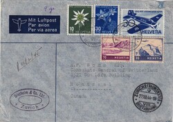 1944 (27.12.) Zürich 2, 170 Rp. Luftpostbrief nach Montreal, Kanada. ...