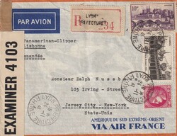 1941 (24.11.) Lyon, R-Luftpost via Panam nach Jersy City, USA. Mit ...
