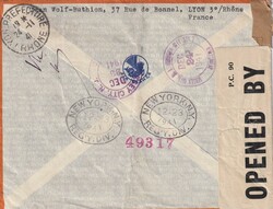 1941 (24.11.) Lyon, R-Luftpost via Panam nach Jersy City, USA. Mit ...