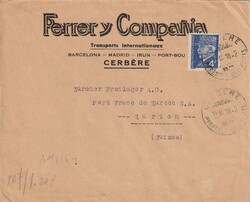 1943 (16.04.) Cerbère, Frankreich, Zensur-Brief nach Zürich, ...