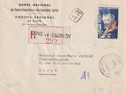 1955 (16.12.) Dons-Le-Saunier, Frankreich, R-Brief mit Rückschein (A ...