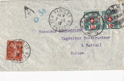 1916 (02.05.) Paris, Frankreich, 10 C. Brief nach Wattwil, Schweiz. ...