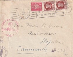 1942 (05.11.) Paris, Frankreich, Zensur-Brief nach Dänemark. Zensur ...