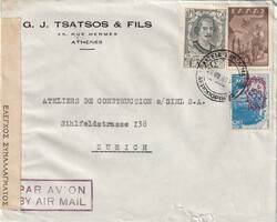 1949 (29.07.) Athen, Griechenland, Brief nach Zürich, Schweiz mit ...