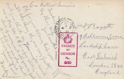 1917 (02.11.) Field Post Office, On Active Service, Postkarte nach ...