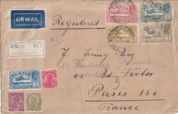 1933 (24.07.) Bombay Indien, eingeschriebener Luftpost nach Paris, ...