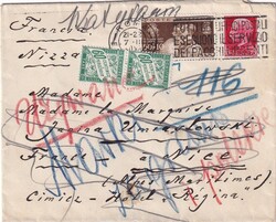 1930 (07.02.) Rom, Brief nach Nizza, Frankreich - zurück mit ...