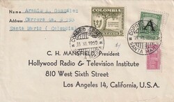1950 (13.11.) Santa Marta, Kolumbien, Luftpostbrief nach Los Angeles, ...