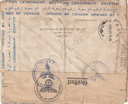 1940 (22.12.I Aba, Belgisch Kongo, Brief nach Belgien. Beschädigte ...