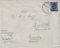 1941 (10.07.) Osijek, Kroatien, 4 Dinar Überdruckausgabe nach ...