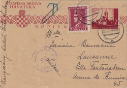 1944 (20.08.) Senkovec, Kroatien, Ganzsache nach Lausanne, Schweiz. ...