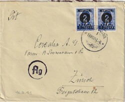 1941 (16.08.) Kroatien, Überdruckausgaben, Brief nach Zürich, ...