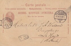 1890 (17.09.) Lugano, 10 Rp. Auslandsbildpostkarte nach La Haye, ...
