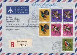 1968 (06.12.) Winterthur 1, 200 Rp. R-Lupo-Brief nach Buenos Aires, ...