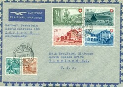 1948 (03.07.) Zürich 22, 80 Rp.&nbsp;Luftpostbrief nach Vineland, ...