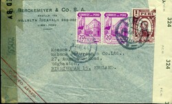 1944 (04.01.) Lima, Peru - Airmail to Birmingham, Great Britain, with ...