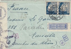 1442 (06.02.) Lisabon, Portugal, Luftpostbrief nach Marseille, ...