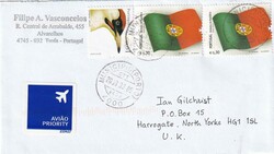 2003 (20.08.) Trofa, Portugal, Luftpostbrief nach Harrogate, ...