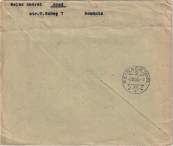 1946 (29.12.) Arad, Rumänienb, 3700 Lei R-Brief, Mehrfarbenfrankatur ...