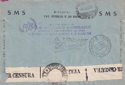 1943 (31.03.) San Marino, R-Satzbrief nach Sieglar, Deutschland. ...