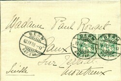 1906 (10.04.) Bern, 10 Rp. Brief nach Caux. 2 x 5 Rp. Ziffermarke. 