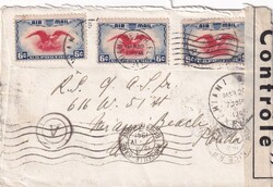 1941 (20.03.) Miami, USA, Luftpostbrief nach Nizza, Frankreich und ...