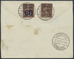 Memel, 1921, Freimarke 60 auf 40 Pfg. auf 20 C. mit kopfstehendem ...